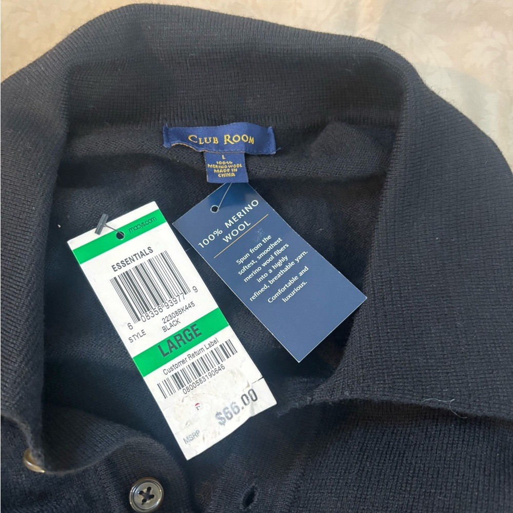 Club Room Navy Merino Wool Polo Shirt